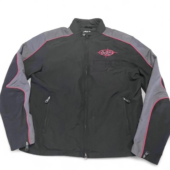 Harley-Davidson Black‎ & Gray Nylon Jacket Men's Large HD Embroidered Logo